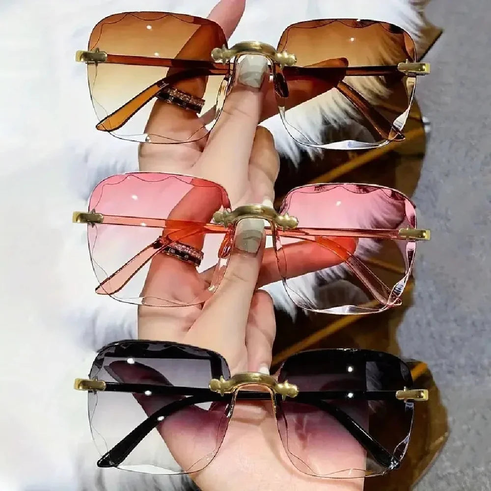 Square Rimless Sunglasses – Luxury Design with UV400 Lenses