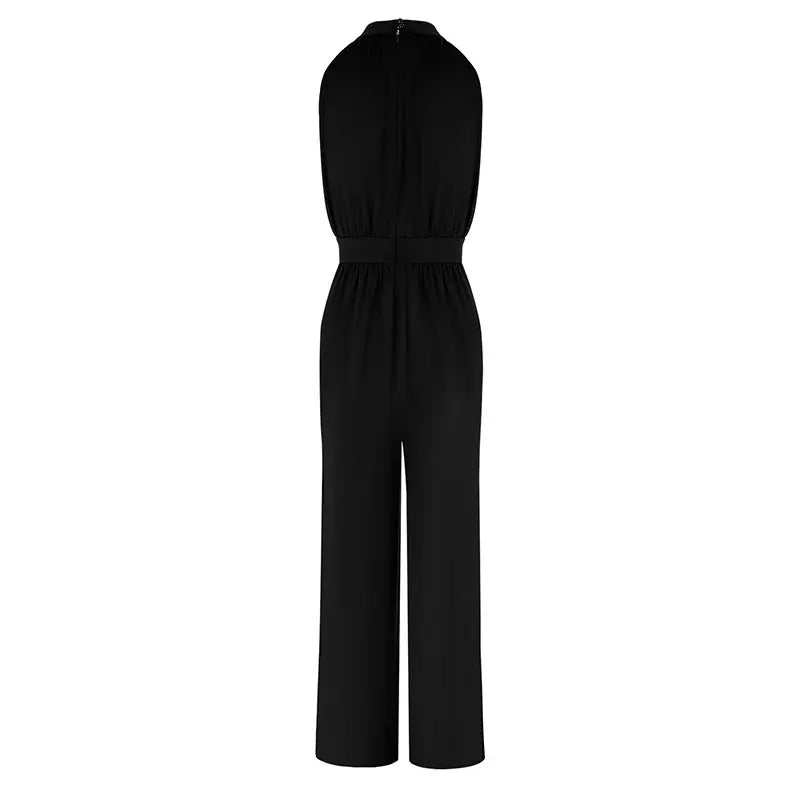 Elegant Women's Sleeveless Jumpsuit – Slim Fit, Classic Black and Casual Style