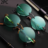 Rimless Sunglasses with Green Lenses – Unisex Retro Style