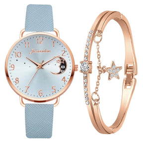 Watch Set with Leather Strap and Bracelet | Elegant and Modern Design
