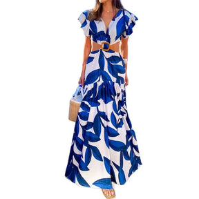 Elegant Long Dress with V-Neck – Spring/Summer