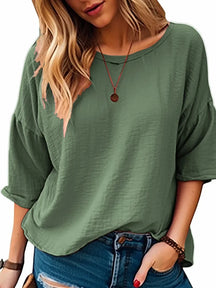 Loose 3/4 Sleeve T-Shirt – Casual and Comfortable for Summer