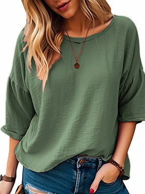 Loose 3/4 Sleeve T-Shirt – Casual and Comfortable for Summer