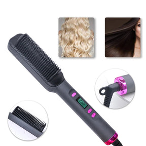 Electric Straightening Brush with Negative Ions – Multifunctional Straightening Comb with Anti-Scald Protection
