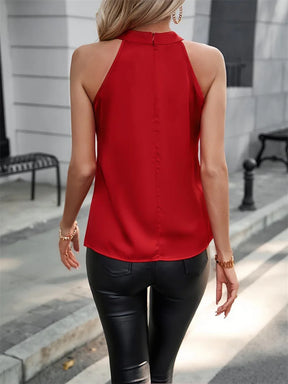 Blusa Casual Sem Mangas – Gola Halter e Cor Sólida