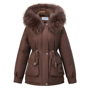 Casaco Parka Feminina de Inverno – Capuz com Pêlo e Corte Elegante
