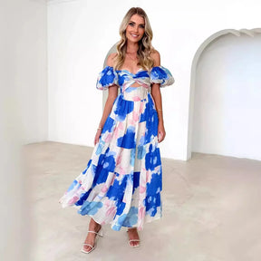 Elegant Women's Long Dress with Sophisticated Print – High Quality Model