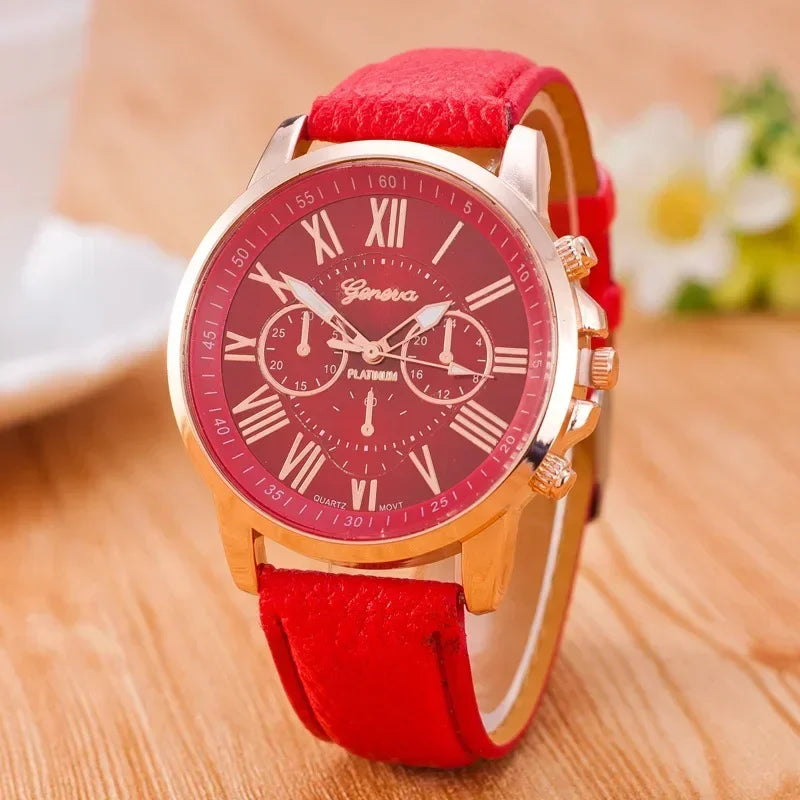 Luxury Women's Watch – Classic Style with Multicolor Dial and Roman Numerals