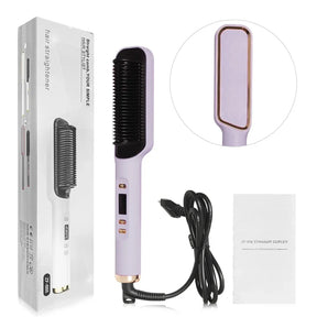 Electric Straightening Brush with Negative Ions – Multifunctional Straightening Comb with Anti-Scald Protection