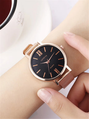 Elegant Women's Steel Mesh Watch – Minimalist and Versatile Design