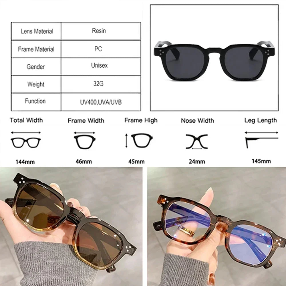 Vintage Oval Studded Sunglasses – Unisex Style with Blue Light Protection