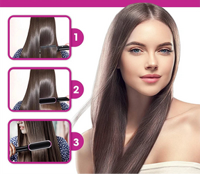 2-in-1 Electric Straightening Brush – Fast Heating Straightener and Curler