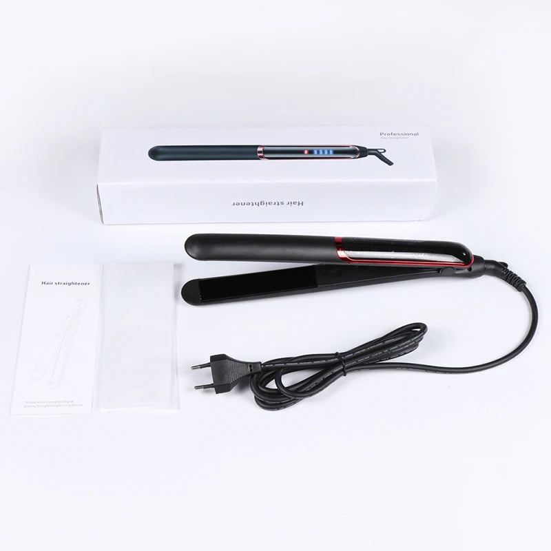 Professional Hair Straightener with Ceramic Technology and Negative Ions – Fast Heating and LCD Screen 