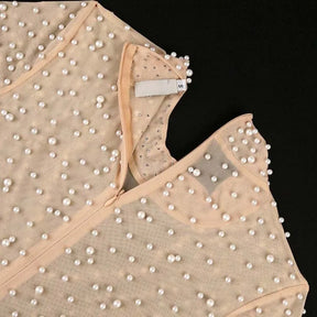 Women's Luxury Pearl Jumpsuit – O-Neck, Short Sleeves and High Waist