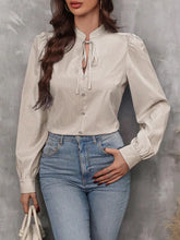 Women's Autumn Blouse – Striped Shirt with Buttons and Long Sleeves