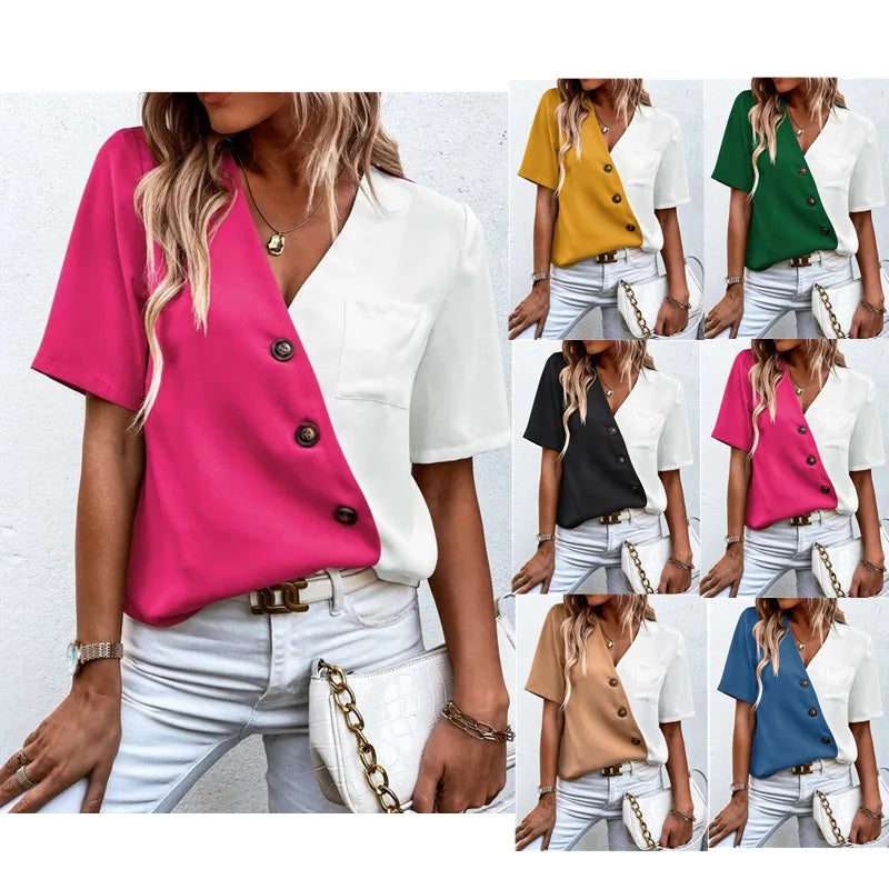 Women's Summer T-shirt with Front Pocket - Elegant and Casual