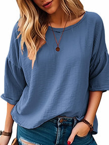 Loose 3/4 Sleeve T-Shirt – Casual and Comfortable for Summer