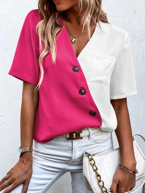 Women's Summer T-shirt with Front Pocket - Elegant and Casual