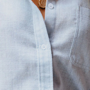 Camisa Casual Algodão e Linho – Vintage, Manga Comprida, Gola Lapela e Botões