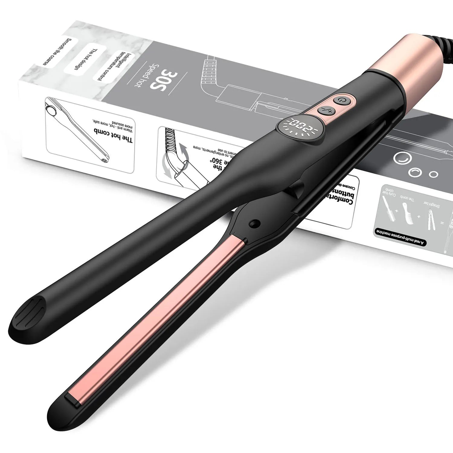 Mini Ceramic Hair Straightener with Tourmaline – Ideal for Short Hair, Beards and Pixie Cuts – 3/10 Inch Blade
