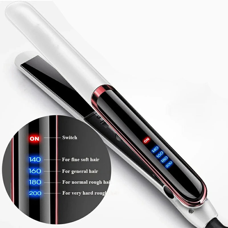 Professional Hair Straightener with Ceramic Technology and Negative Ions – Fast Heating and LCD Screen 