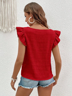 Square Neck T-shirt with Flowing Sleeves – Elegant for Summer