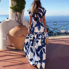 Elegant Long Dress with V-Neck – Spring/Summer
