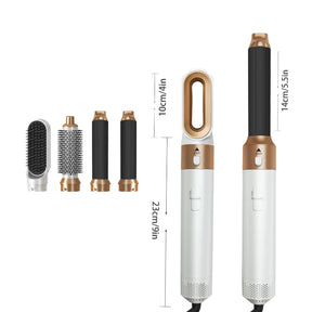 5-in-1 Professional Hair Dryer, Hot Comb, Curling Iron, and Straightener Set – Complete Styling Tool
