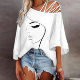 Casual T-shirt with Cutout Print – Loose and Light for Summer