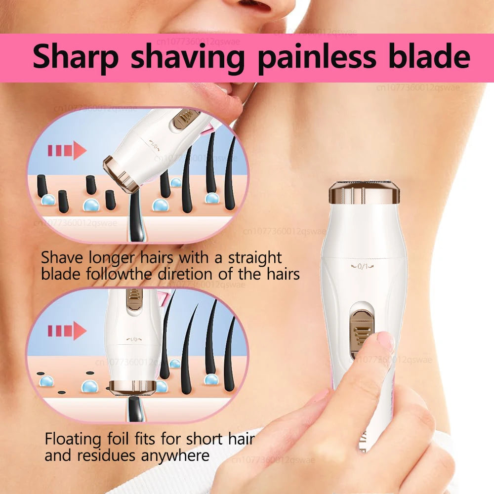 Deluxe Electric Epilator for Women – Portable and Painless Trimmer for Face, Legs, Underarms and Bikini Area
