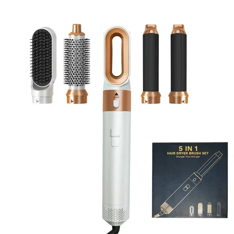 5-in-1 Professional Hair Dryer, Hot Comb, Curling Iron, and Straightener Set – Complete Styling Tool