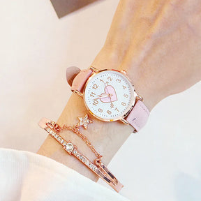 Women's Watch with Heart-Shaped Dial – Delicate Design