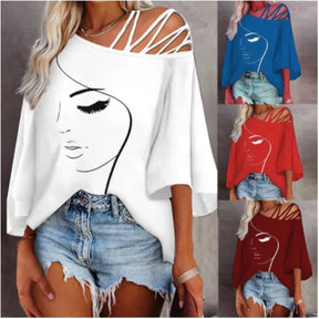 Casual T-shirt with Cutout Print – Loose and Light for Summer