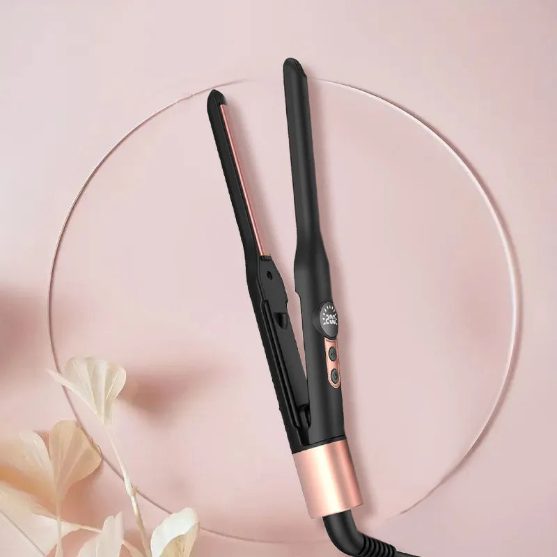 Mini Ceramic Hair Straightener with Tourmaline – Ideal for Short Hair, Beards and Pixie Cuts – 3/10 Inch Blade