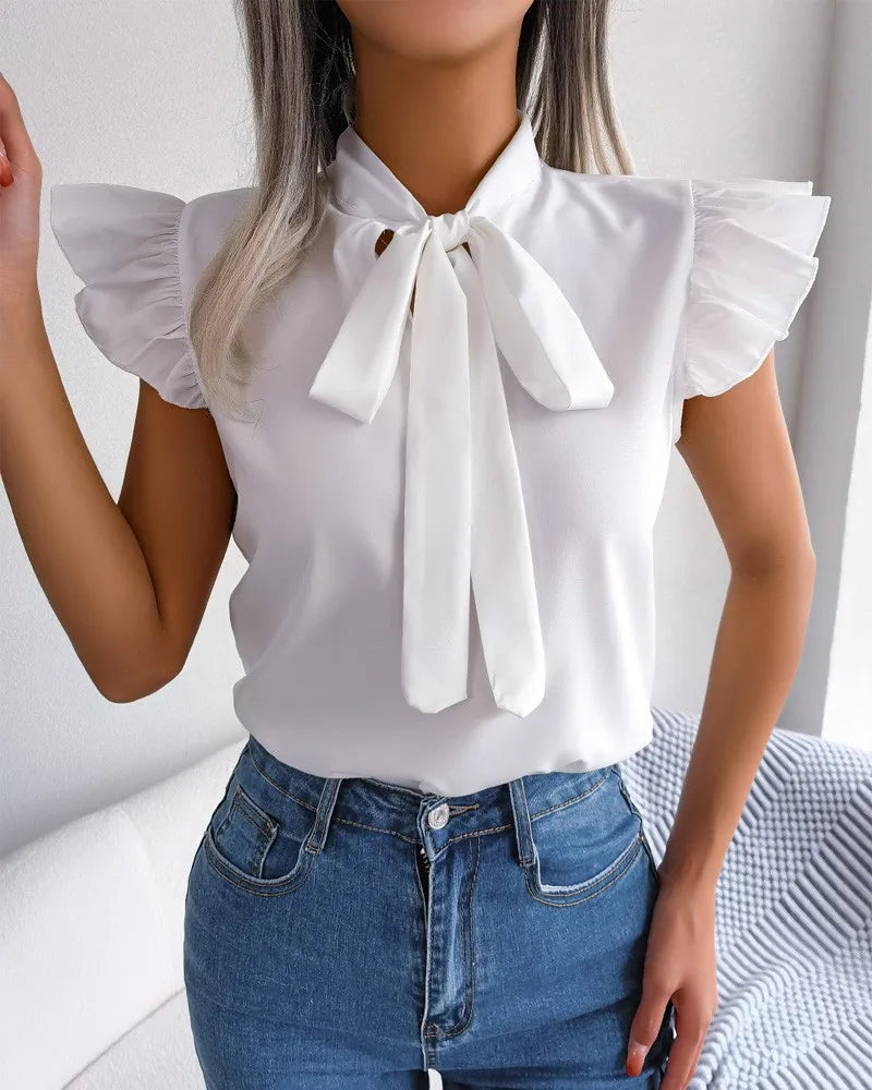 Blusa Elegante de Verão – Manga Curta, Corte Simples e Versátil